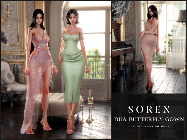 Alpha SOREN Dua Butterfly Gown by VentaStudio - The Sims 4 Custom Content