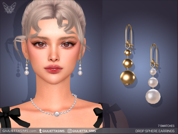Alpha Drop Sphere Earrings For Adults Kids Toddlers - The Sims 4 Custom Content