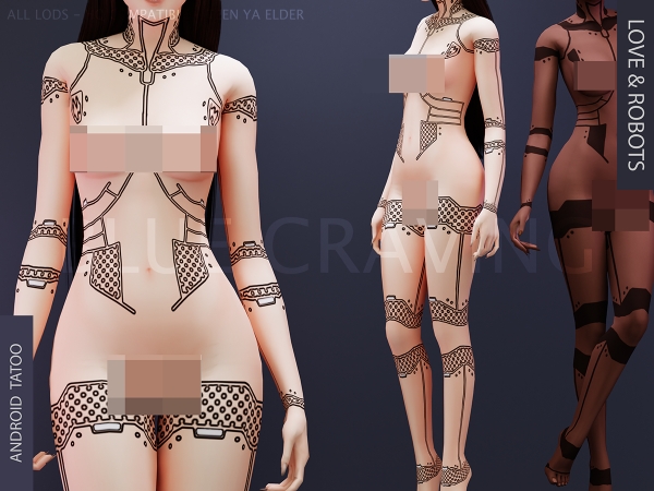Maxis Match Blue Craving Android Tatoo - The Sims 4 Custom Content