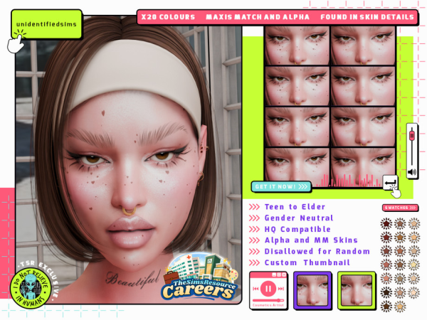 Mix Careers Cosmetics Artist Freckles - The Sims 4 Custom Content