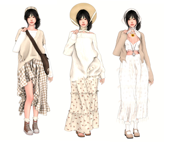 Mix soft beige lookbook by simsfinds - The Sims 4 Custom Content