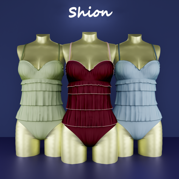 Alpha Shion Juliette Ruffled Swimsuit Set by shion_sims - The Sims 4 Custom Content
