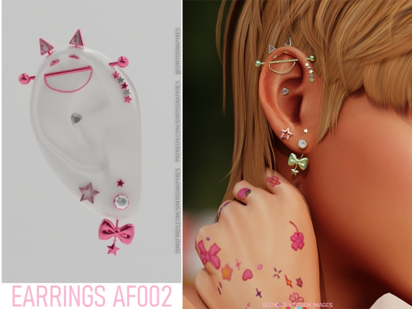 Alpha Earrings AF002 - The Sims 4 Custom Content