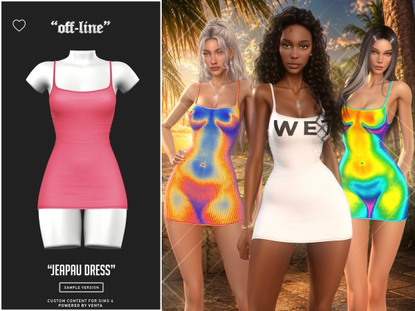 Alpha Off Line Jeapau Dress (Sample) - The Sims 4 Custom Content