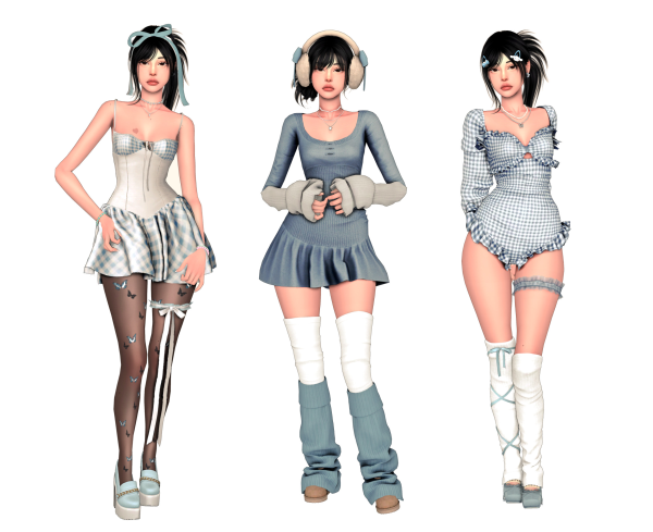 Mix really random blue themed lookbook by simsfinds - The Sims 4 Custom Content
