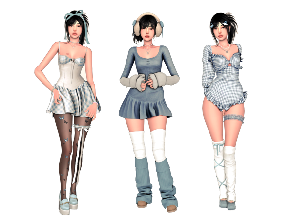 Mix really random blue themed lookbook by bunnimiow - The Sims 4 Custom Content
