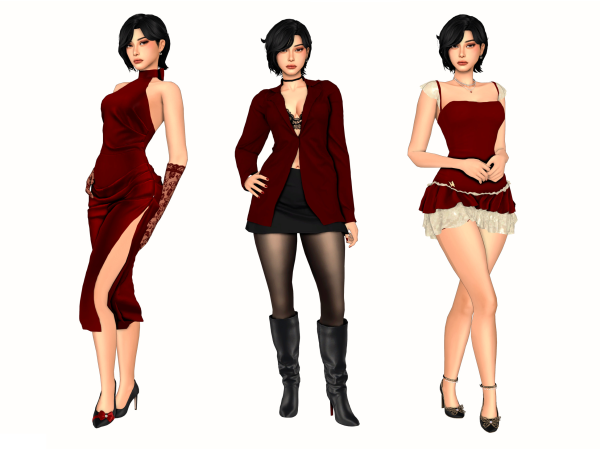 Alpha ada wong inspired lookbook by bunnimiow - The Sims 4 Custom Content