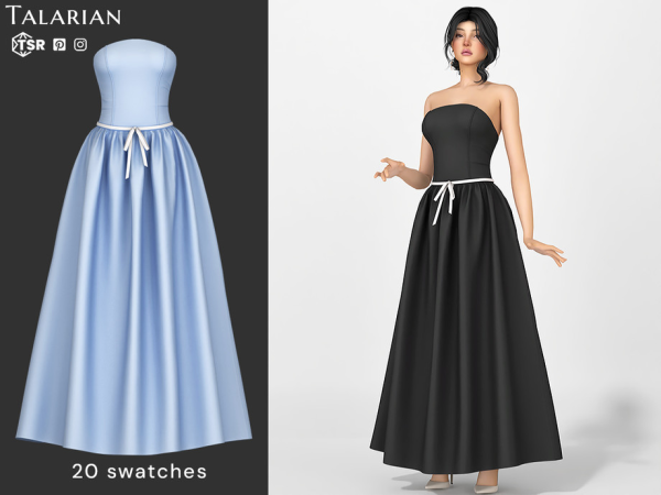 Alpha Azariah Strapless Corset Maxi Dress by talarian - The Sims 4 Custom Content