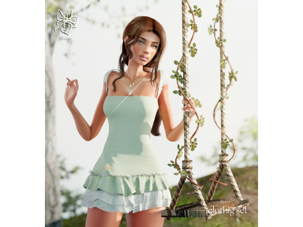 Alpha BUTTERFLY DRESS by tauve - The Sims 4 Custom Content