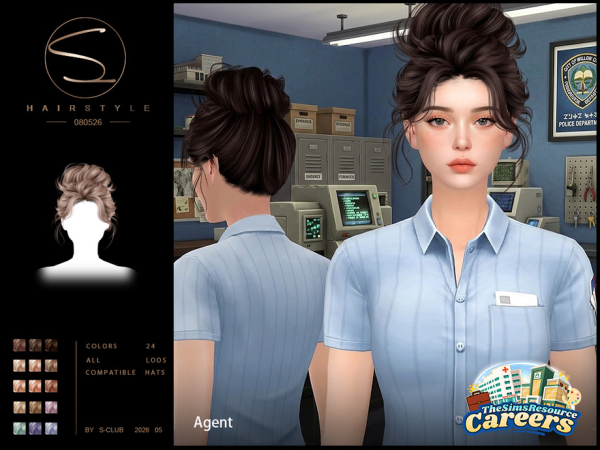 Alpha S CLUB UPDO HAIRSTYLE Careers Collection Club by S - The Sims 4 Custom Content