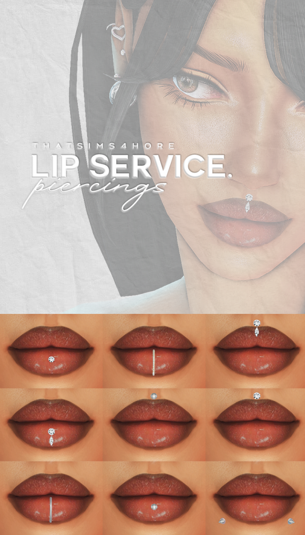 Mix LIP SERVICE piercings by simsfinds - The Sims 4 Custom Content
