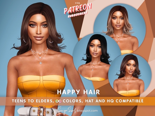 Alpha Happy Hair - The Sims 4 Custom Content