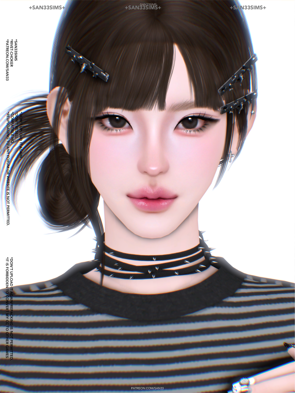 Alpha 333Rivet Choker by simsfinds - The Sims 4 Custom Content