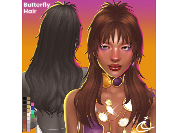Maxis Match BUTTERFLY HAIR by IMVIKAI - The Sims 4 Custom Content