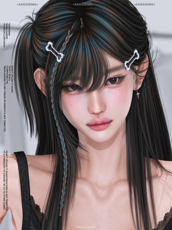 Alpha 333Bone Hairpin by simsfinds - The Sims 4 Custom Content