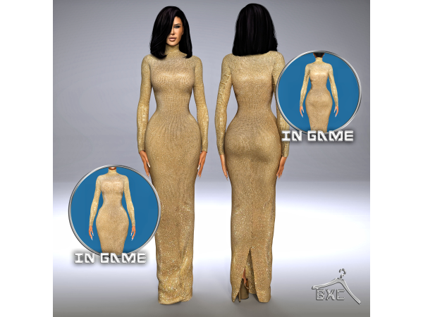 Alpha KIM KARDASHIAN GUCCI DRESS by Baddiexsimmer - The Sims 4 Custom Content
