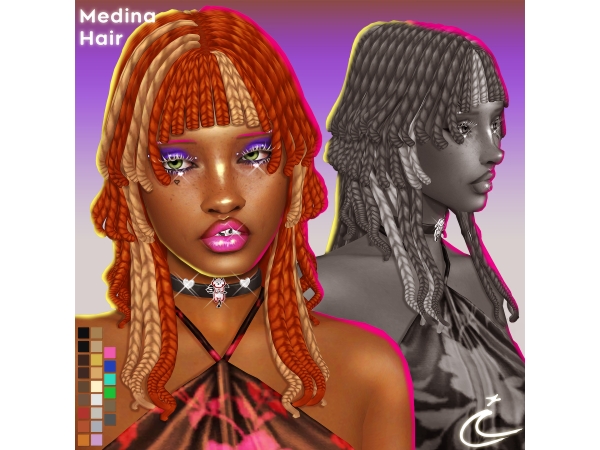 Maxis Match MEDINA HAIR by IMVIKAI - The Sims 4 Custom Content