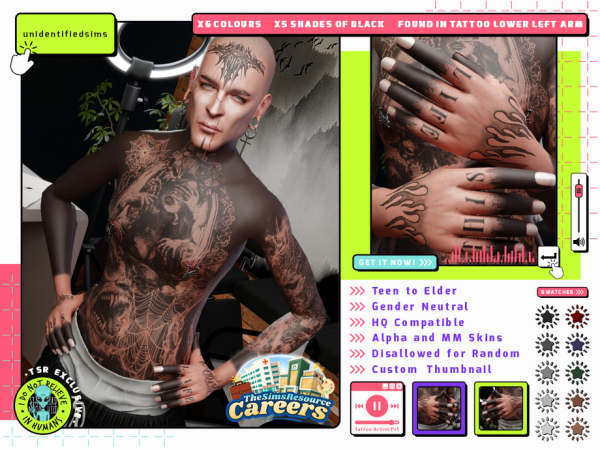 Alpha Careers Tattoo Artist Pt1 Tattoo - The Sims 4 Custom Content