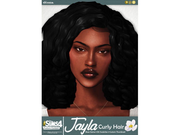 Maxis Match Jayla Curly Hair by dhream - The Sims 4 Custom Content