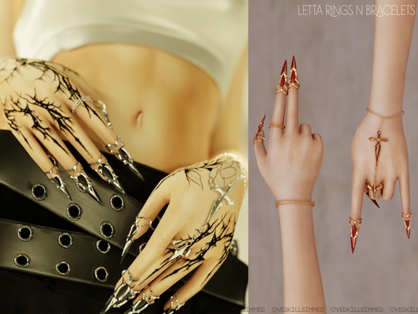 Alpha Letta rings n bracelets - The Sims 4 Custom Content