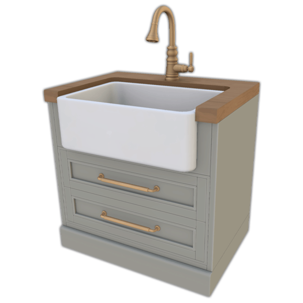 Maxis Match Comiko Modern Farm Kitchen Sink Wood Countertop by comiko - The Sims 4 Custom Content