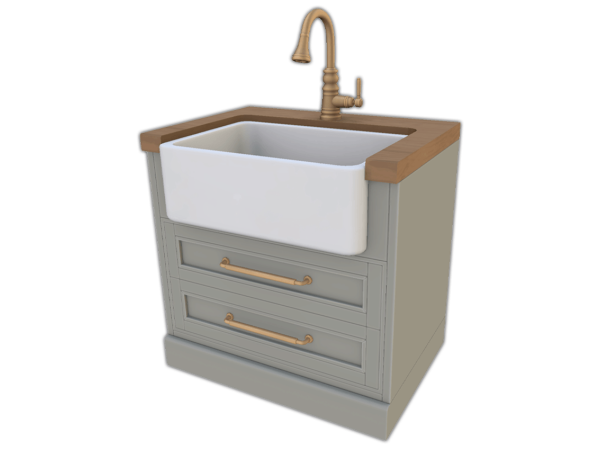Maxis Match Comiko Modern Farm Kitchen Sink Wood Countertop - The Sims 4 Custom Content