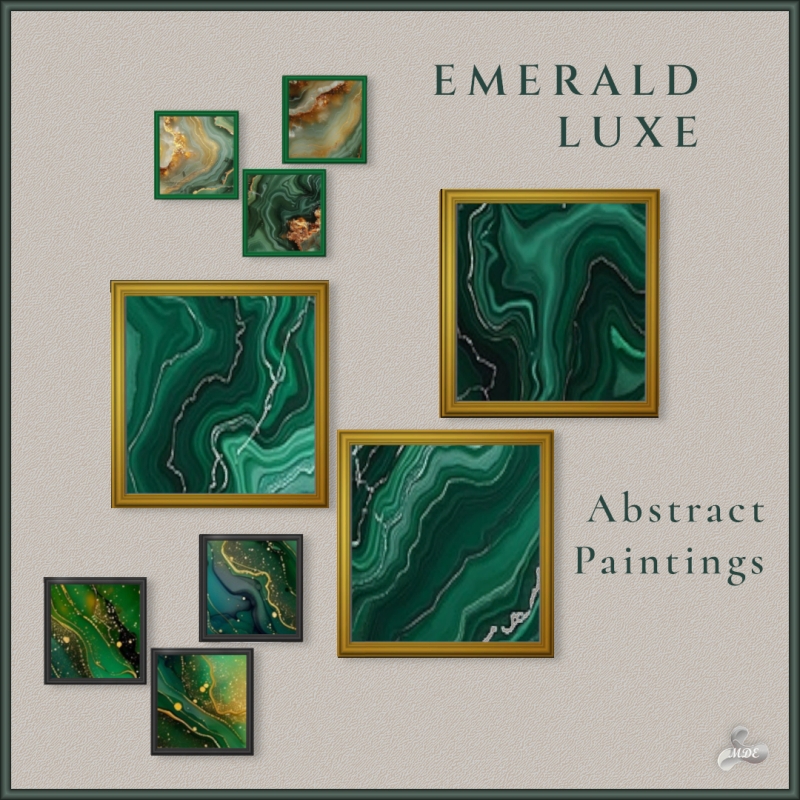 Maxis Match Emerald Luxe Abstract Paintings by mde - The Sims 4 Custom Content