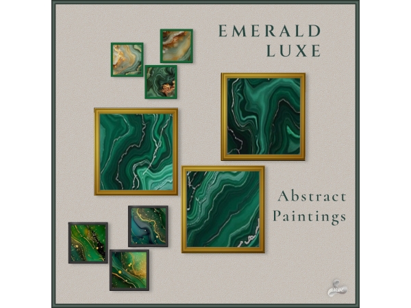 Maxis Match Emerald Luxe Abstract Paintings - The Sims 4 Custom Content