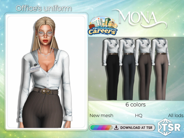 Alpha Careers Office's uniform by Mona - The Sims 4 Custom Content