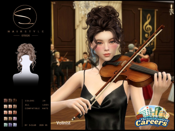 Alpha S CLUB CURLY UPDO HAIRSTYLE Careers Collection Club by S - The Sims 4 Custom Content