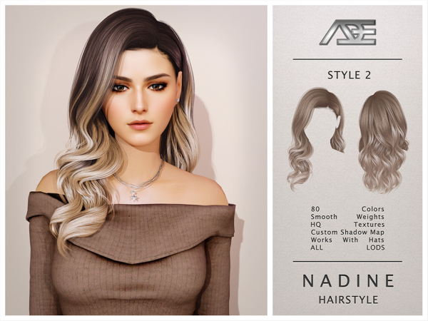 Alpha Nadine Hairstyle Style 2 - The Sims 4 Custom Content