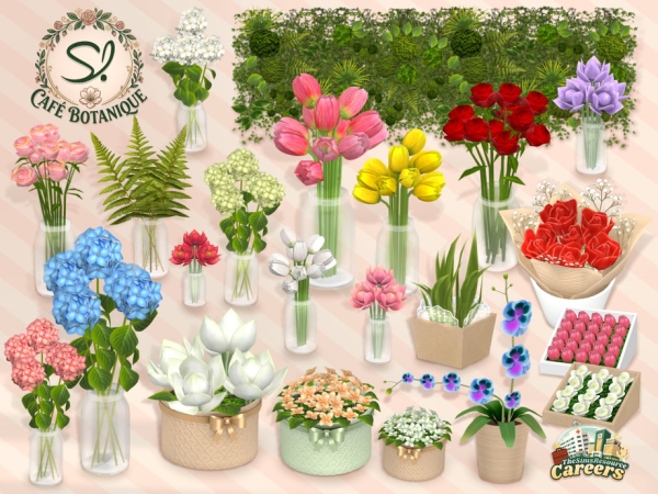 Alpha Cafe Botanique Flowers N Plants - The Sims 4 Custom Content