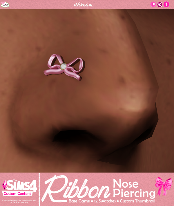 Maxis Match Ribbon Nose Piercings by simsfinds - The Sims 4 Custom Content