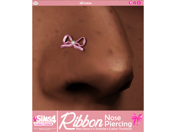 Maxis Match Ribbon Nose Piercings by dhream - The Sims 4 Custom Content
