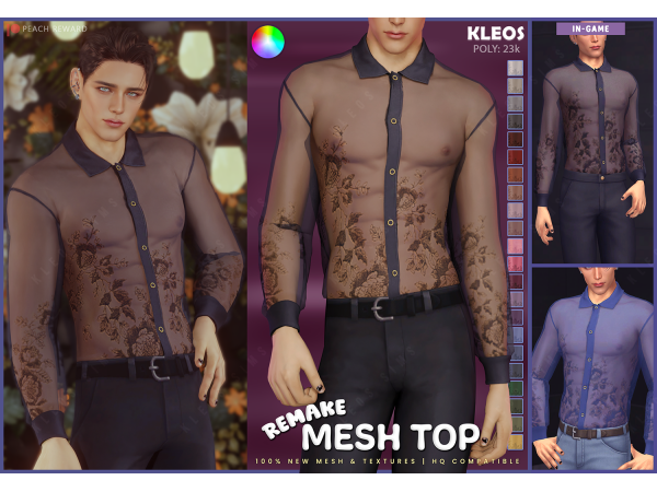Alpha PEACH Mesh Top REMAKE by kleossims - The Sims 4 Custom Content