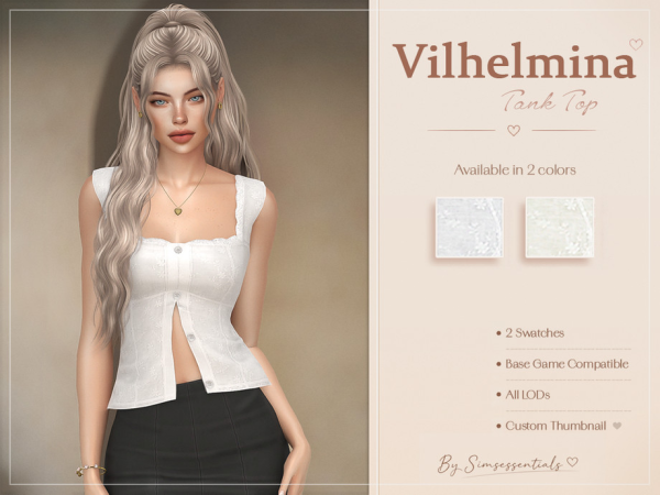 Alpha Vilhelmina Tank Top by Simsessentials - The Sims 4 Custom Content