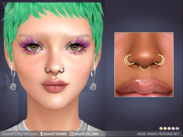 Alpha Nose Rings Piercing Set by feyona - The Sims 4 Custom Content