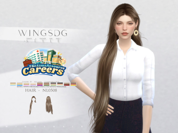 Alpha WINGS long straight hair NL 0 5 0 8 by wingssims - The Sims 4 Custom Content