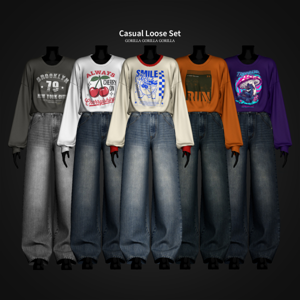 Alpha Casual Loose Set by simsfinds - The Sims 4 Custom Content