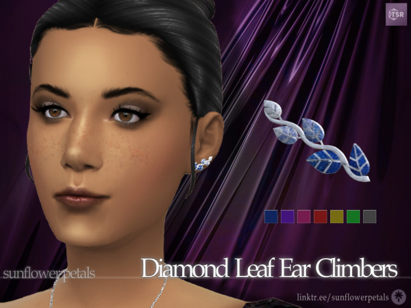 Mix Diamond Leaf Ear Climbers - The Sims 4 Custom Content
