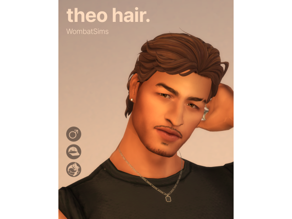 Maxis Match Theo Hair by WombatSims - The Sims 4 Custom Content