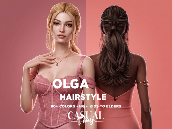 Alpha Olga Hairstyle (With Bangs) - The Sims 4 Custom Content