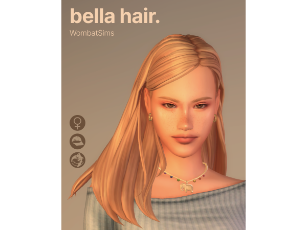 Maxis Match Bella Hair by WombatSims - The Sims 4 Custom Content