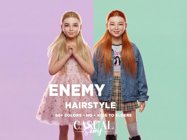 Alpha Enemy Hairstyle No Bangs Children - The Sims 4 Custom Content
