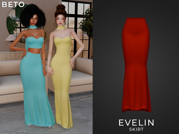 Sims 4 Alpha Long Skirts CC: Evelin - Skirt