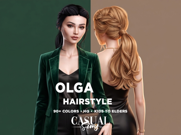 Alpha Olga Hairstyle (No Bangs) - The Sims 4 Custom Content