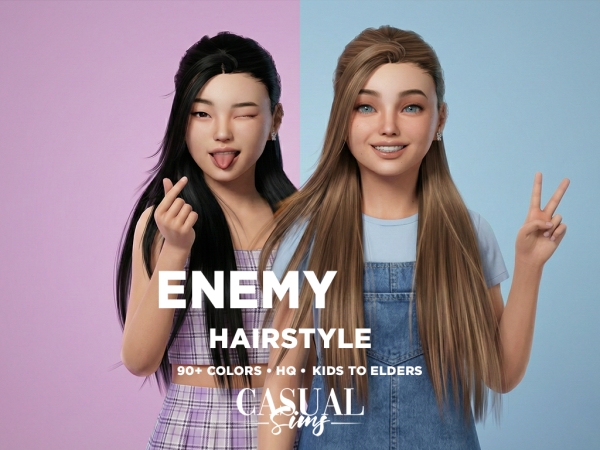 Alpha Enemy Hairstyle With Bangs Children - The Sims 4 Custom Content