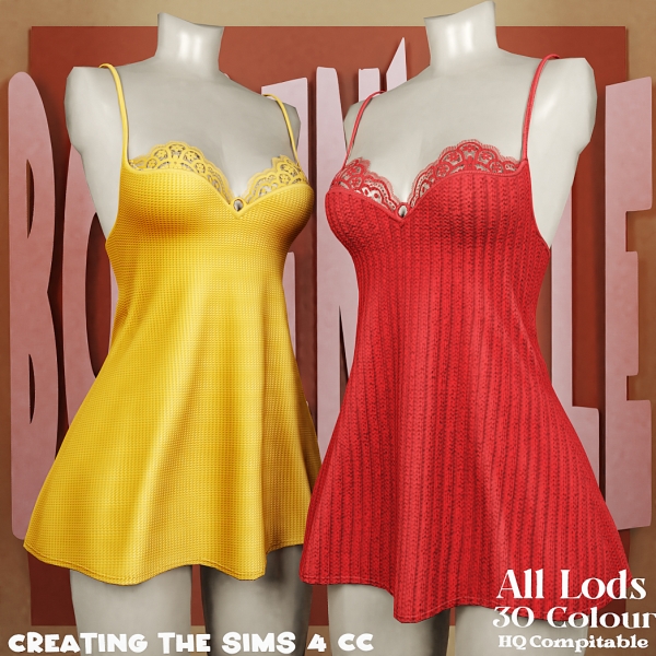 Alpha Boe_Mesy Lucille Dress by boegenville - The Sims 4 Custom Content