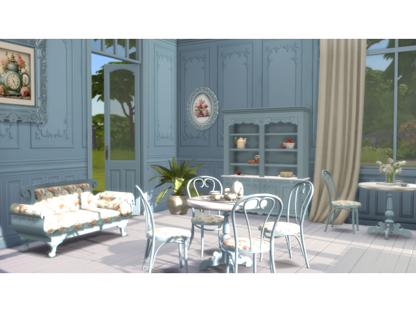 Mix Blossom Cafe Wall Panelling by philo - The Sims 4 Custom Content