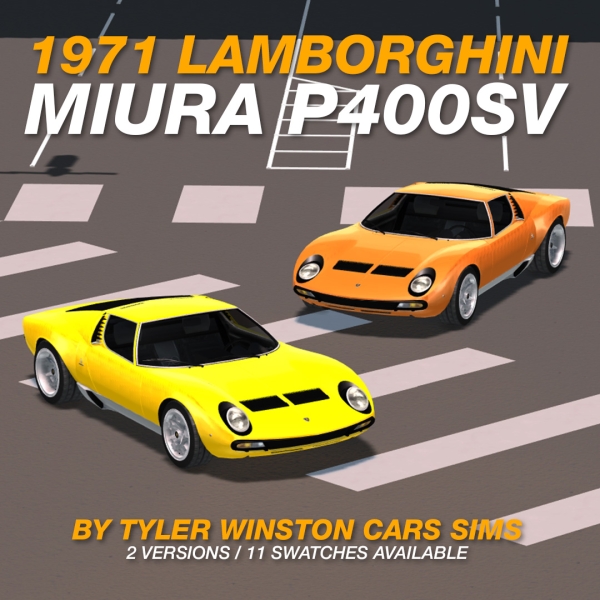Alpha Tyler Winston Cars 1971 Lamborghini Miura P400SV by tylerwcars - The Sims 4 Custom Content